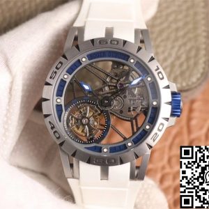 Replica Roger Dubuis Excalibur RDDBEX0622 Tourbillon JB Factory 1:1 Best Edition Blue Hollow Dial Swiss RD505SQ