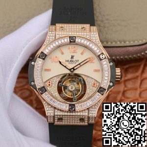 Replica Hublot Classic Fusion 45mm Tourbillon 1:1 Best Edition With Diamond Rosegold White Dial Swiss Toubillon