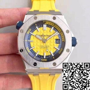 Replica Audemars Piguet Royal Oak Offshore Diver 15710ST.OO.A051CA.01 JF Factory 1:1 Best Edition Swiss ETA3120 Yellow Textured Dial