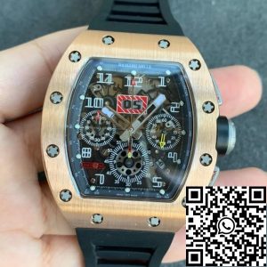 Replica Richard Mille RM11 1:1 Best Edition KV Factory Rose Gold Black Strap