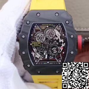 Replica Richard Mille RM35-02 KV Factory 1:1 Best Edition Swiss ETA8215 Yellow Rubber Strap