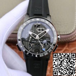 Replica Ulysse Nardin El Toro 322-00-3 Stainless Steel Case All Working GMT Calendar Men Watches 1:1 Best Edition Swiss UN-32 Movement Black line pattern dial