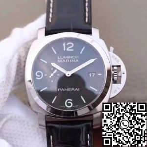 Replica Panerai Luminor Marina 1950 PAM312 VS Factory 1:1 Best Edition Swiss ETA P9000 Black Dial Black Leather Strap
