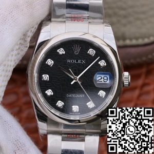 Replica Rolex Date Just 116200 DJ Factory 1:1 Best Edition Swiss ETA2836 Black Computer Dial