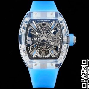 Replica Richard Mille RM12-01 1:1 Best Edition RM Factory Tourbillon Transparent Version Blue Strap