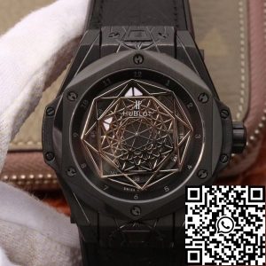 Replica Hublot Big Bang Sang Bleu 415.CX.1114.VR.MXM17 TMF Factory 1:1 Best Edition Swiss ETA1213 Leather Fronted Rubber Strap