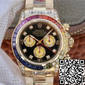 Replica Rolex Daytona Cosmograph 116598RBOW BL Factory 1:1 Best Edition Swiss ETA4130 Black Dial