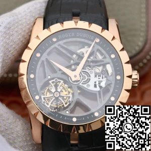 Replica Roger Dubuis Excalibur RDDBEX0392 1:1 Best Edition Swiss Tourbillon Black Leather Strap