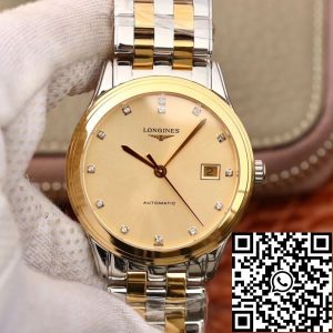Replica Longines Flagship L4.874.3.37.7 YC Factory Mechanical Watches 1:1 Best Edition Swiss ETAL619/888 Gold Dial