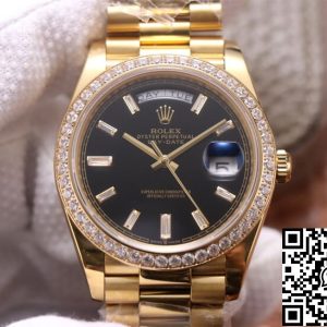 Replica Rolex Day Date M228348RBR-0001 1:1 Best Edition EW Factory Black Dial