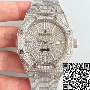 Replica Audemars Piguet Royal Oak Series 15400.OR 1:1 Best Edition Swiss ETA3120 Full Diamond Dial