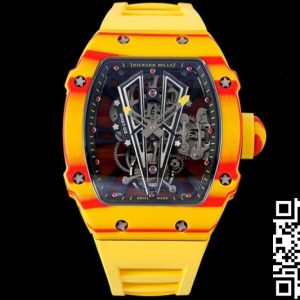 Replica Richard Mille RM27-03 Rafael Nadal Tourbillon 1:1 Best Edition RM Factory Yellow Rubber Strap