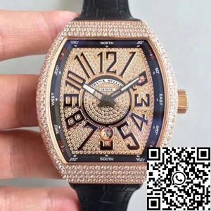 Replica Franck Muller Vanguard V45 1:1 Best Edition Swiss ETA2824-2 Black Leather Strap
