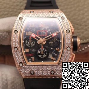 Replica Richard Mille RM011 RG/5423 1:1 Best Edition KV Factory Rose Gold Diamond Swiss Movement
