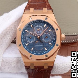 Replica Audemars Piguet Royal Oak Perpetual Calendar 26574 1:1 Best Edition JF Factory Rose Gold Blue Dial