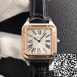 Replica Cartier Santos W2SA0012 Ladies 1:1 Best Edition Rose Gold Cowhide Strap