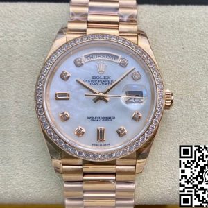 Replica Rolex Day Date 128238 1:1 Best Edition EW Factory V2 Diamond-set Bezel