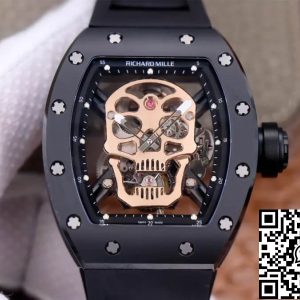 Replica Richard Mille RM52-01 Tourbillon 1:1 Best Edition JB Factory Rose Gold Skull Dial
