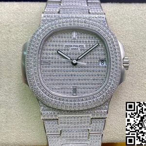 Replica Patek Philippe Nautilus 5719/10G-010 1:1 Best Edition PPF Factory V4 Silver Diamond Swiss ETA324