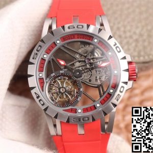 Replica Roger Dubuis Excalibur Spider RDDBEX0572 Hollow Flight Tourbillon 1:1 Best Edition JB Factory Red Strap Swiss RD505SQ