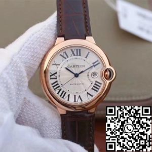 Replica Ballon Bleu De Cartier 42 WGBB0017 V9 Factory 1:1 Best Edition Swiss ETA2824-2 Rosegold Wrapped Silver Dial