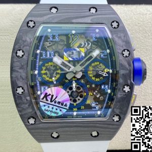 Replica Richard Mille RM011 1:1 Best Edition KV Factory Carbon Fiber White Strap