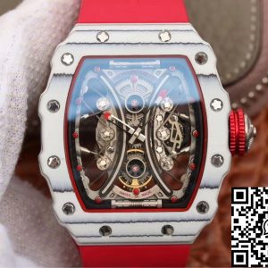Replica Richard Mille RM53-01 1:1 Best Edition KV Factory TPT Carbon Fiber Red Strap