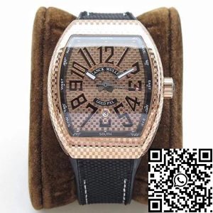 Replica Franck Muller Vanguard V45 1:1 Best Edition Swiss ETA2824-2 18K Rose Gold Black Nylon Strap