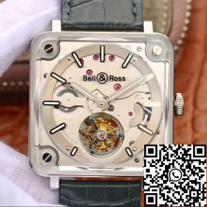 Replica Bell & Ross BR-X2 Tourbillon 1:1 Best Edition Men Watches Steel Dial Swiss ETA380 Tourbillon Movement Leather Watch Strap