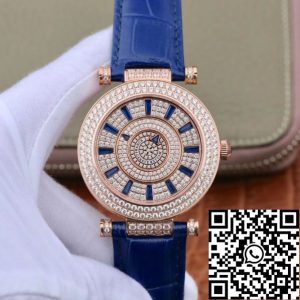 Replica Franck Muller Double Mystery Rosegold D 3R CD 42 1:1 Best Edition Blue Leather Strap Swiss FM.800