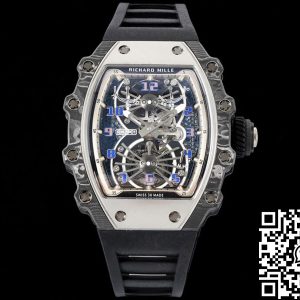 Replica Richard Mille RM21-01 1:1 Best Edition RM Factory Tourbillon Skeleton Dial Black Strap