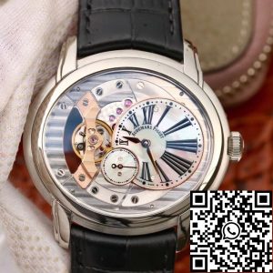 Replica Audemars Piguet Millenary 4101 15350ST.00.D002CR.02 V9 Factory 1:1 Best Edition Swiss ETA4101 Skeleton Dial Black Leather Strap