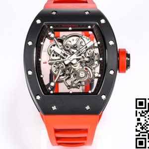 Replica Richard Mille RM-055 1:1 Best Edition BBR Factory Ceramic Case Red Strap