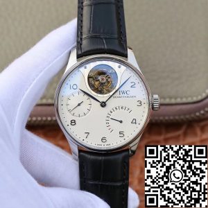 Replica IWC Portuguese IW504202 Real Tourbillon 1:1 Best Edition White Dial On Black Leather Strap Swiss ETA Tourbillon