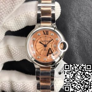 Replica Ballon Bleu De Cartier 33MM 1:1 Best Edition V6 Factory Rose Gold Dial