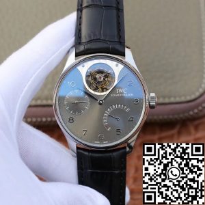 Replica IWC Portuguese IW504210 Tourbillon 1:1 Best Edition Slate Gray Dial On Black Leather Strap Swiss ETA Tourbillon Movement
