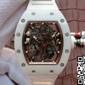Replica Richard Mille RM055 1:1 Best Edition KV Factory White Ceramic Rubber Strap