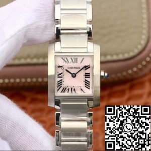 Replica Cartier Tank Francaise W51028Q3 Pink MOP Dial Steel Ladies Watch 1:1 Best Edition Swiss Quartz