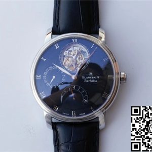 Replica Blancpain Villeret 6025-1542-55 True Tourbillon 1:1 Best Edition JB Factory Black Dial Swiss Cal.25