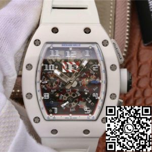 Replica Richard Mille RM011 Chronograph KV Factory 1:1 Best Edition Swiss ETA7750 White Rubber Strap