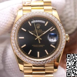 Replica Rolex Day Date 40MM 1:1 Best Edition EW Factory Yellow Gold Black Dial