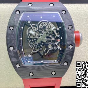 Replica Richard Mille RM055 1:1 Best Edition KV Factory V2 Carbon Fiber Red Strap