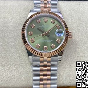 Replica Rolex Datejust 31MM 1:1 Best Edition EW Factory Rose Gold Green Dial