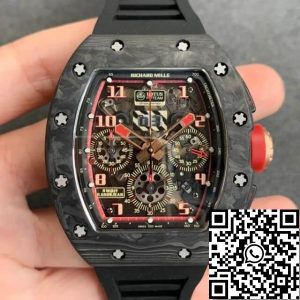 Replica Richard Mille RM-011 1:1 Best Edition KV Factory V2 Forged Carbon Black Strap