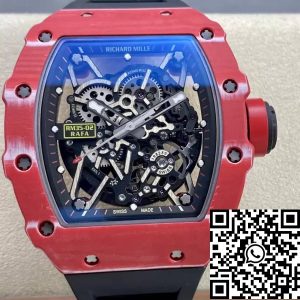 Replica Richard Mille RM35-02 1:1 Best Edition T+ Factory Red Carbon Fiber NTPT Case Black Strap