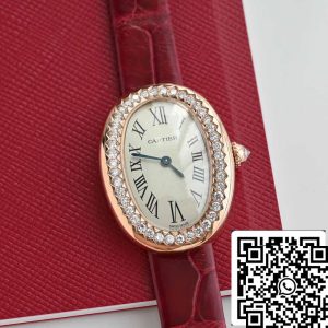 Cartier Lady Baignoire 23.9mm CRWJBA0031 1:1 Best Edition 18k Real gold and diamonds Red Strap Version