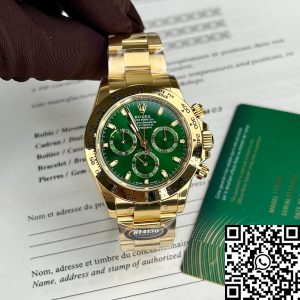 Rolex Yellow Gold Cosmograph Daytona 40 Watch Green Arabic Dial 116508 Coated 18k Yellow gold