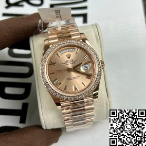 Rolex Oyster Day-Date 40mm 228235 coated 18k rose gold Best 1:1 Edition 130 gram moissanite bezel