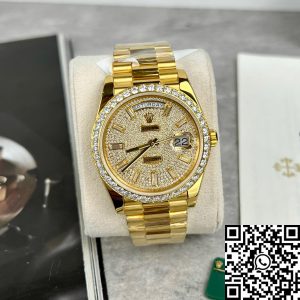Rolex Day-Date m228398tbr-0036 Watch 40mm coated 18k with full Moissanite