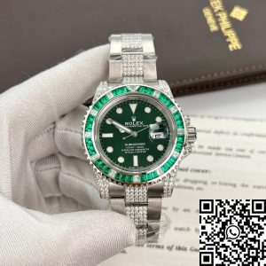 Rolex Submariner Hulk Oystersteel custom Moissanite Diamonds super vip